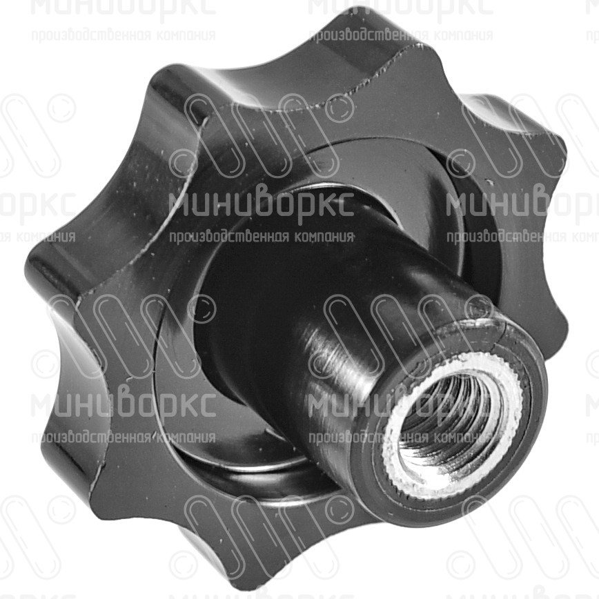 Барашек пластиковый с рукояткой Ø60 и резьбой М12, цвет черный – STG1B6012ST-01H - 2