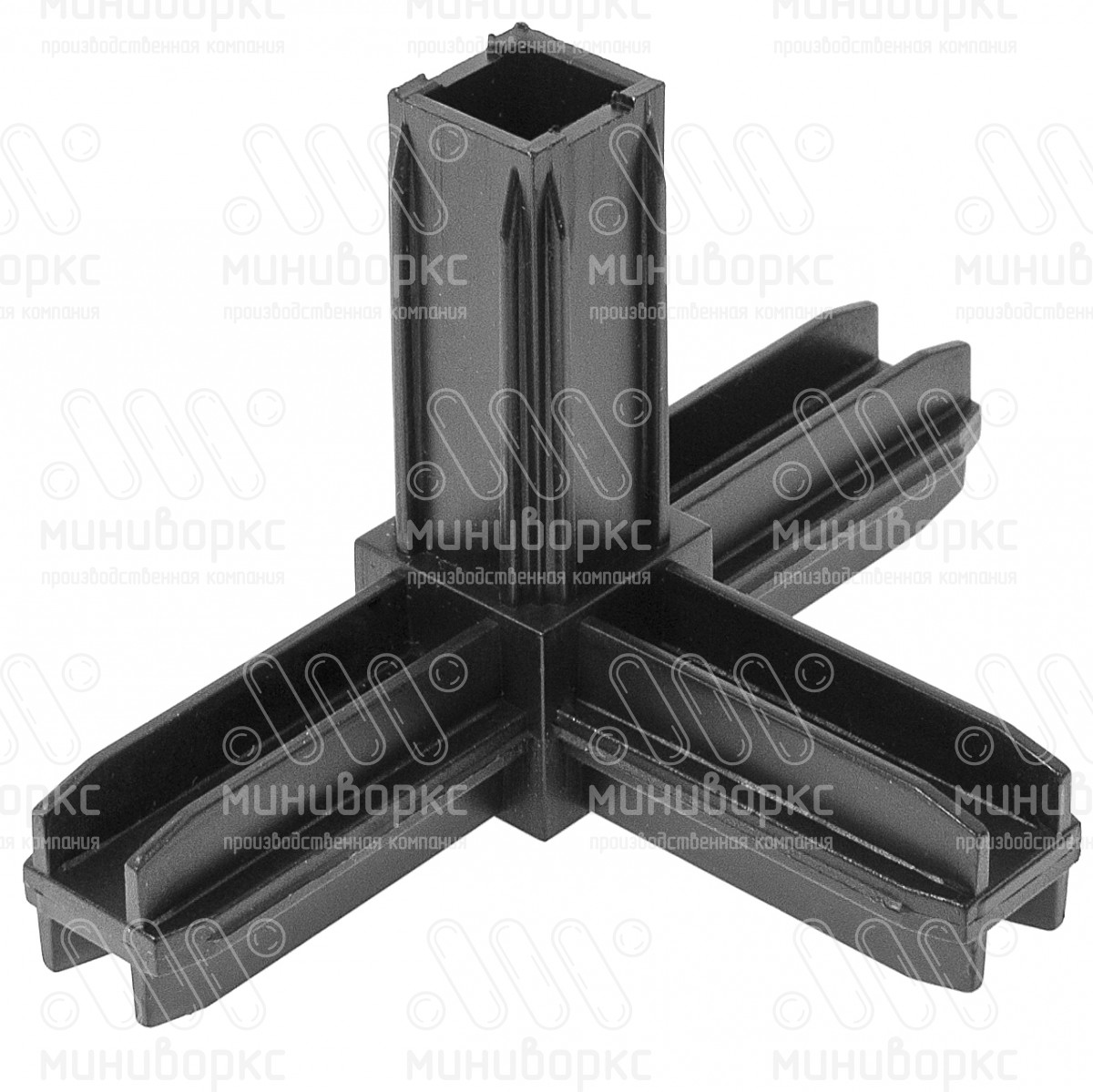 Проходной соединитель для четырёх квадратных труб 20x20 мм, цвет черный – С20-20-4ЧС - 2