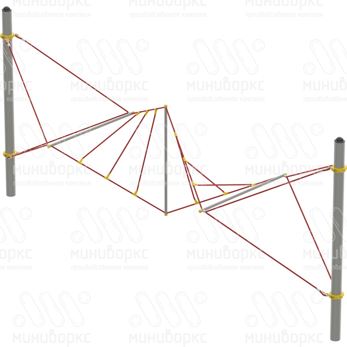 Переход Скрутка №2, канатная часть из армированного шестипрядного каната Ø16 мм, цвет красный/желтый – M-0699.20-02 - 1