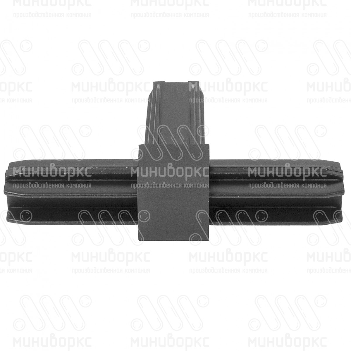 Проходной соединитель для трёх квадратных труб 20x20 мм, цвет черный – С20-20-3ЧС - 3