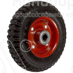 Колесо промышленное тяжелогрузное Ø160 мм с протекторной резиной, грузоподъёмность 150 кг, цвет черный/красный – R63-60 - 1