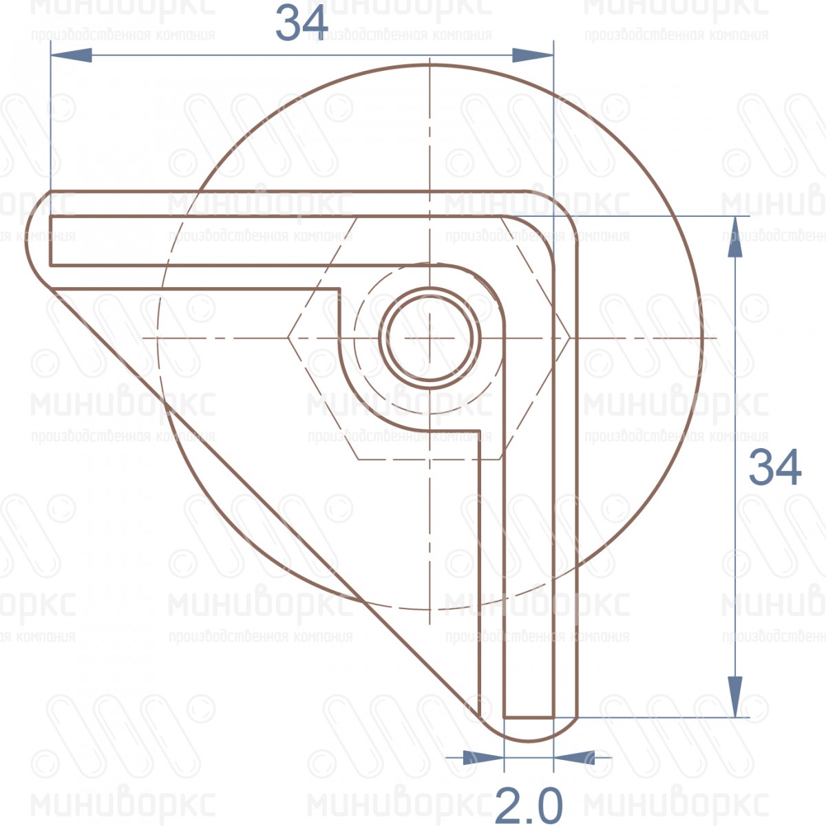 Комплекты опор для уголков и резьбовых опор 34x34 – U34-34M8.D40x80G | картинка 6