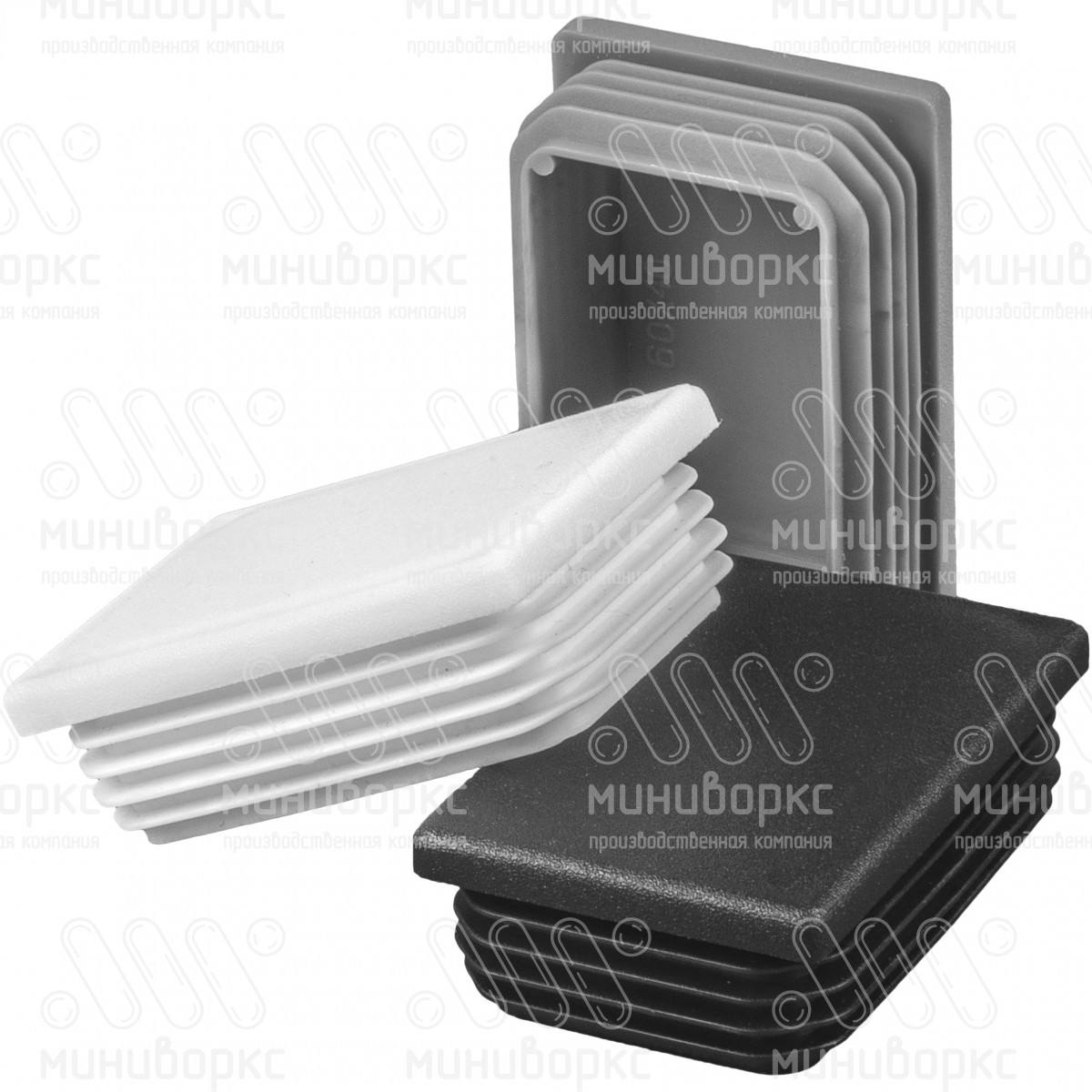 Заглушка пластиковая прямоугольная 40х60 мм, с плоской шляпкой, серия ILR, стенка 0.8-3.0 мм, цвет серый – ILR60x40-GRIGIO - 4