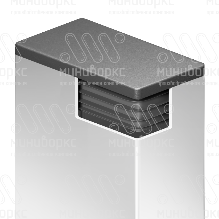 Заглушка пластиковая прямоугольная 60х100 мм, с плоской шляпкой, серия ILR, стенка 1.5-4.5 мм, цвет черный – ILR100x60 - 4