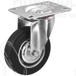 Колесная опора поворотная на площадке Ø 100 мм, обод - прессованный из листовой стали, шинка - литая резина, цвет черный – SC42L - 1