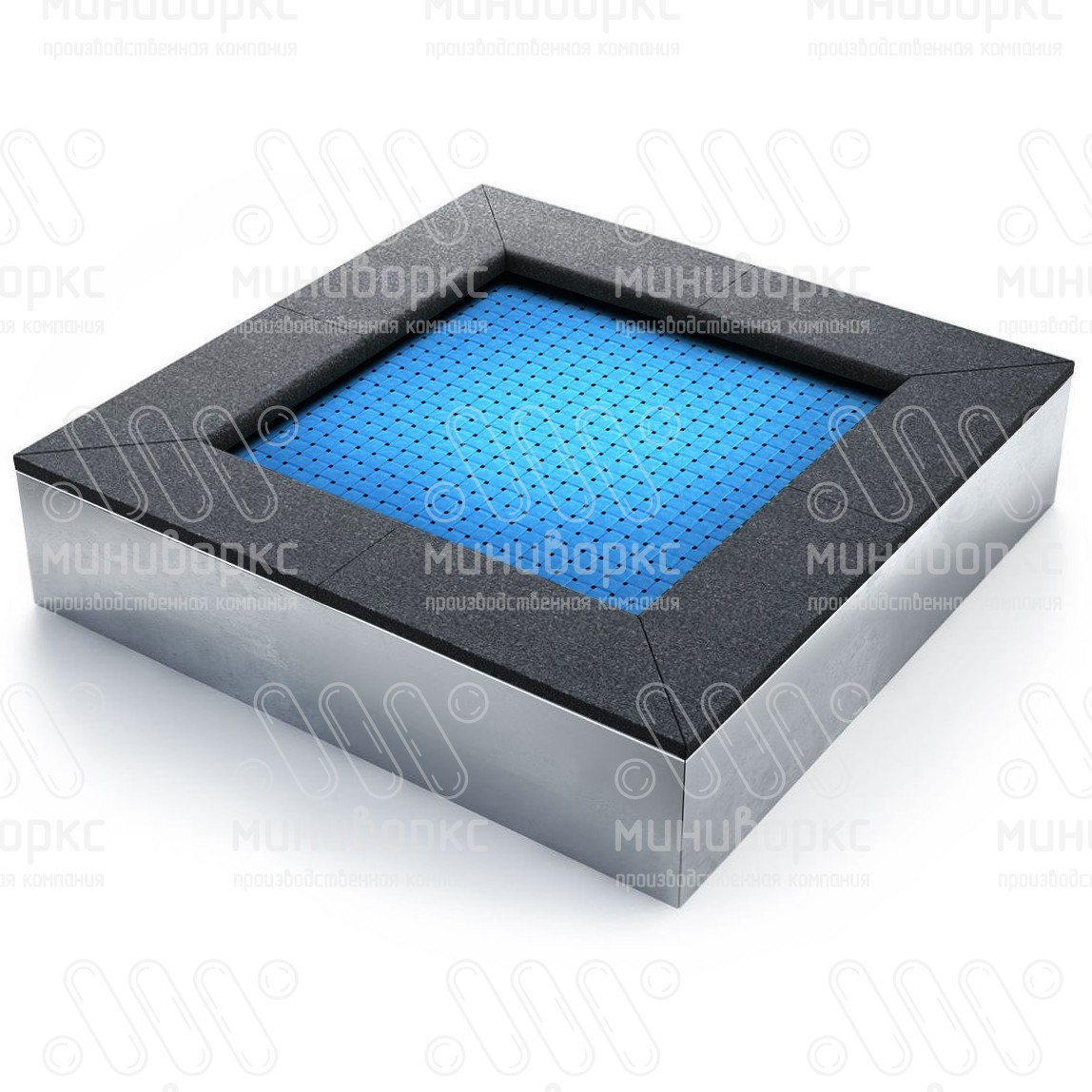 Батут квадратной формы, антивандальный, встраиваемый, для детских площадок, цвет черный/зеленый – S1200-6001/9005 - 3