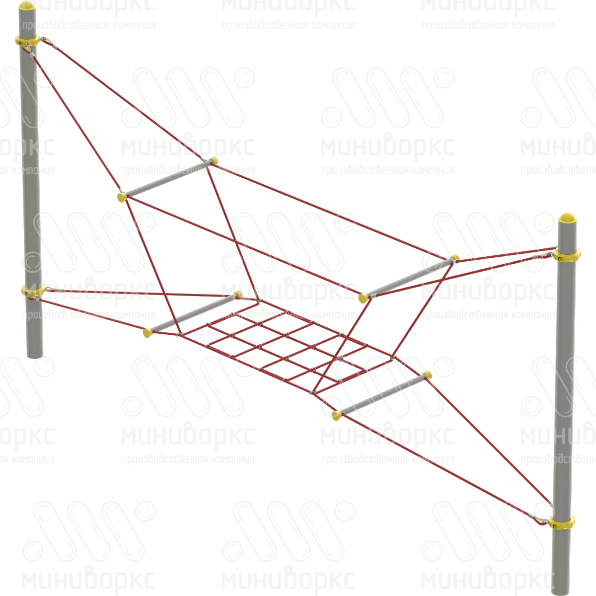 Переход с сеткой, канатная часть из армированного шестипрядного каната Ø16 мм, цвет красный/желтый – M-0423.20-02 - 1