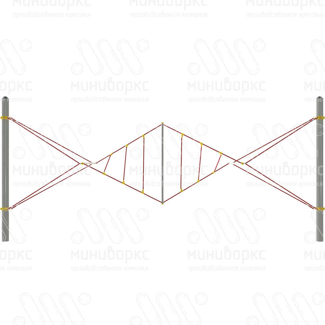 Переход Скрутка №2, канатная часть из армированного шестипрядного каната Ø16 мм, цвет красный/желтый – M-0699.20-02 - 2