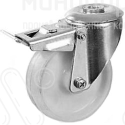 Промышленное колесо Ø100 мм поворотное с креплением под болт, со стопором, цвет белый – SRCHNB42-43 - 1