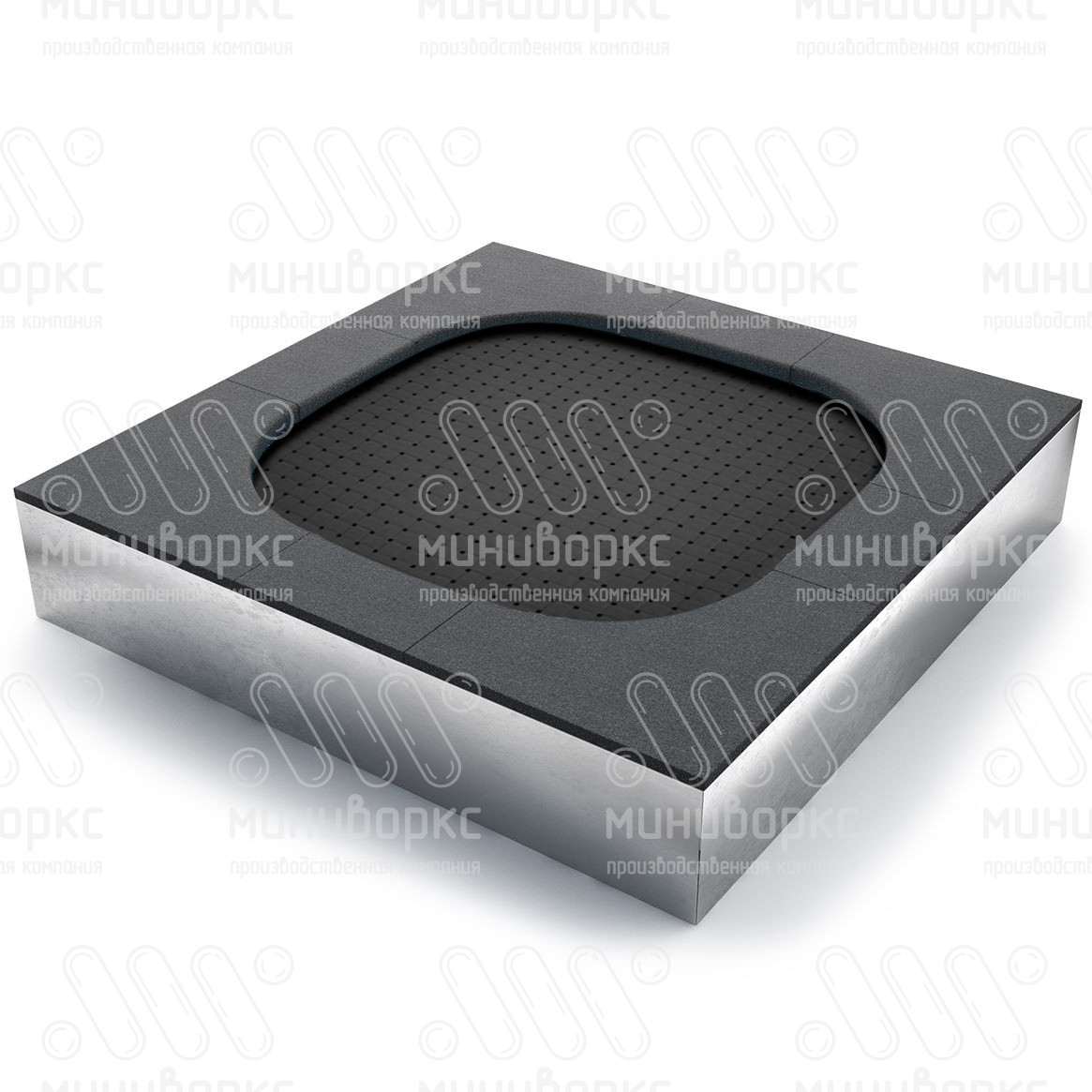 Батут квадратной формы, антивандальный, встраиваемый, для детских площадок, цвет черный/желтый – SL1500-1018/9005 - 7