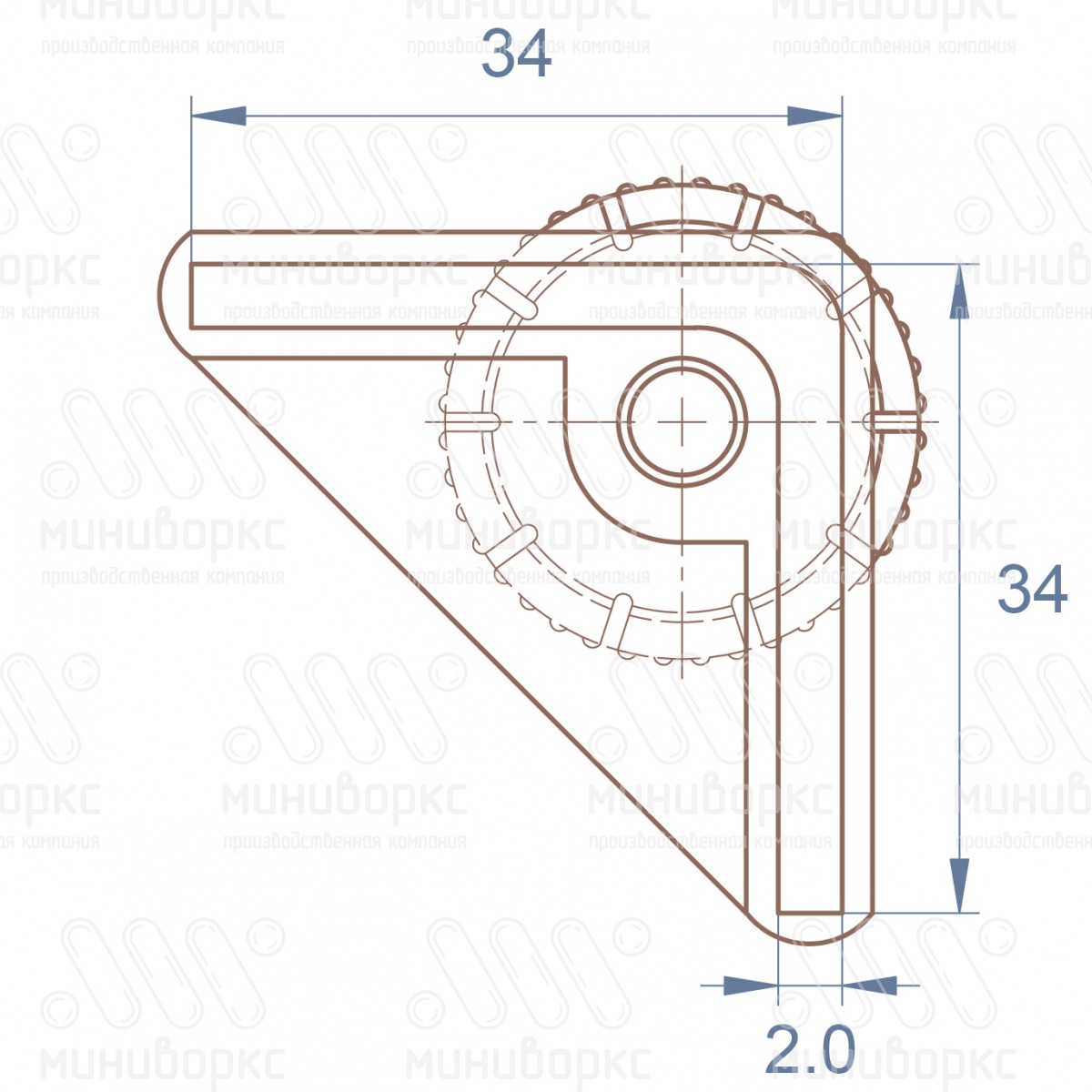 Комплекты опор для уголков и резьбовых опор 34x34 – U34-34M8.D32x70G | картинка 6