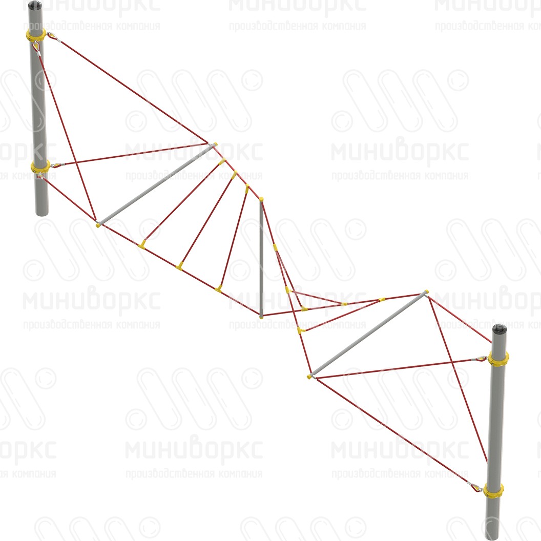 Переход Скрутка №2, канатная часть из армированного шестипрядного каната Ø16 мм, цвет красный/желтый – M-0699.20-02 - 4