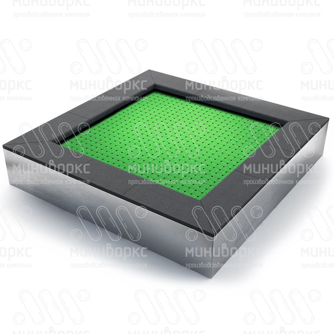 Батут квадратной формы, антивандальный, встраиваемый, для детских площадок, цвет черный/черный – S1500-9005/9005 - 4