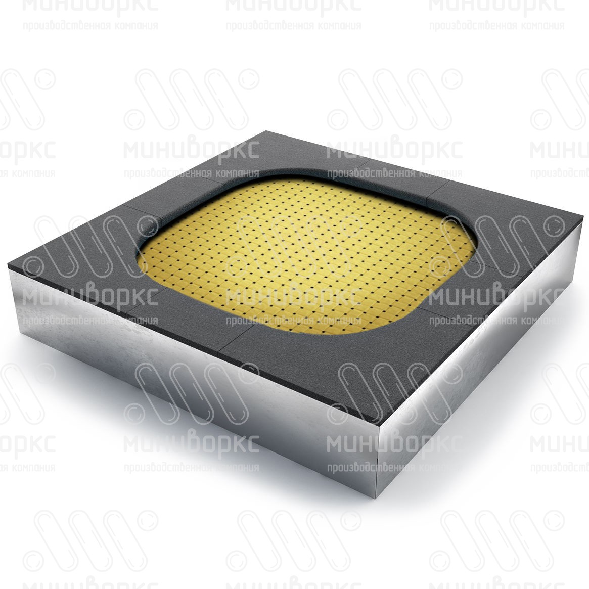 Батут квадратной формы, антивандальный, встраиваемый, для детских площадок, цвет черный/желтый – SL1500-1018/9005 - 1