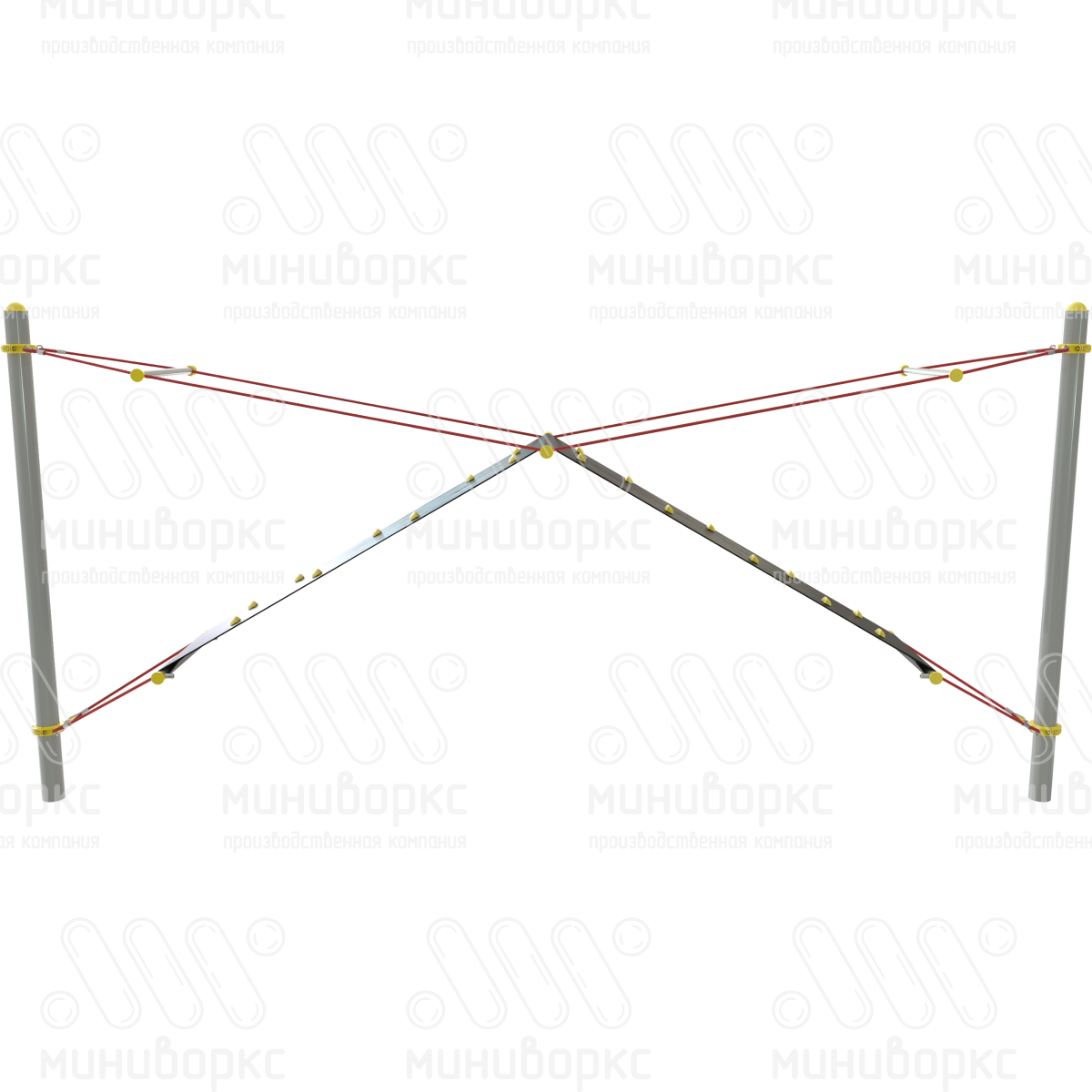 Переход Скалодромный, канатная часть из армированного шестипрядного каната Ø16 мм, цвет красный/желтый – M-0399.20-02 - 2